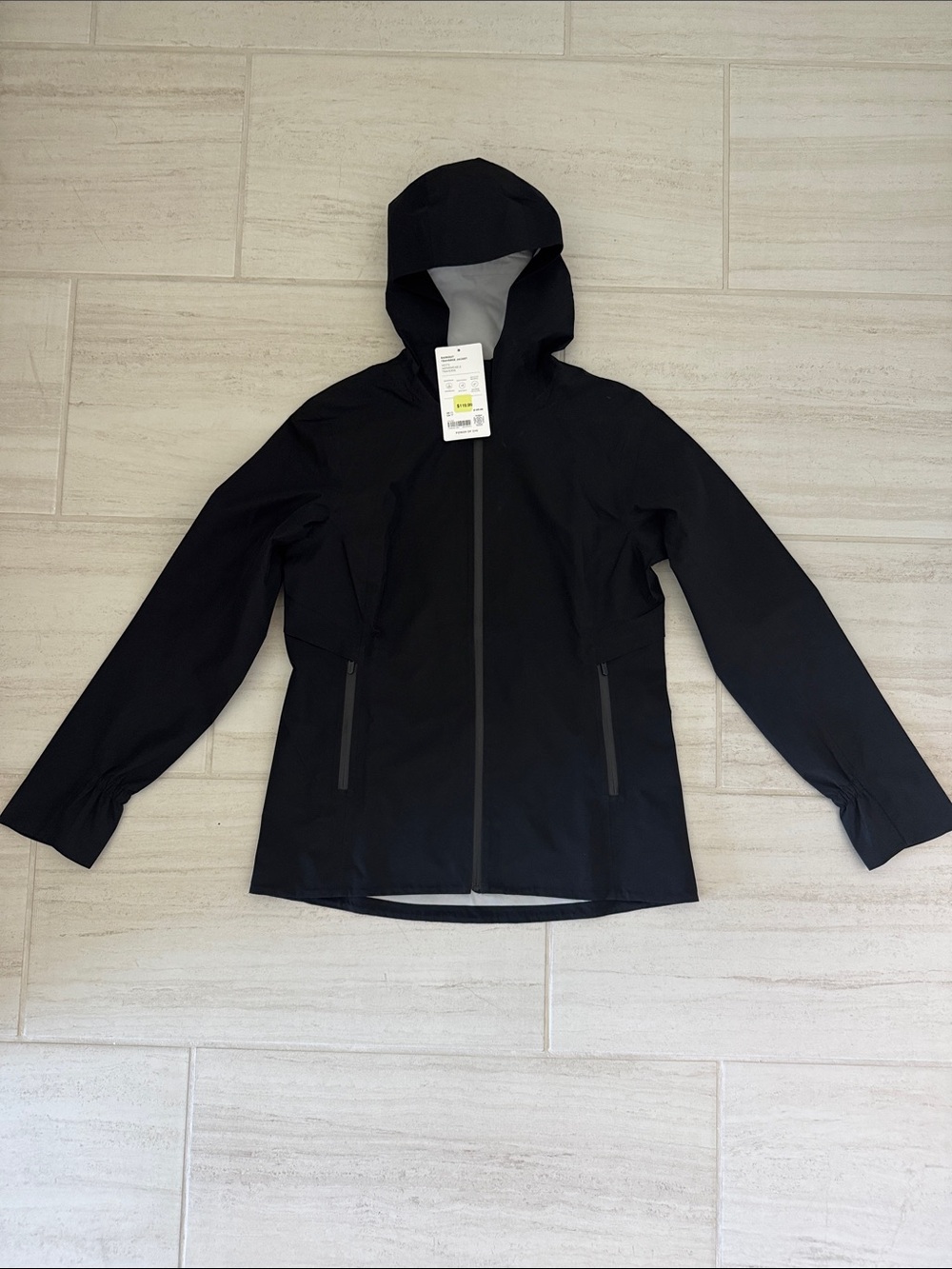 NWT Athleta RainOut Traverse Black Hooded Women's Rain Jacket